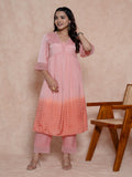 Peach Ombre Tie-Dye Enhanced Kurta Set