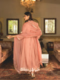 Rose Gold Muslin Anarkali Suit With Gota Work