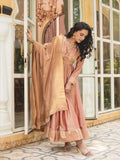 Rose Gold Zari Weave Vichitra Silk Anarkali Suit