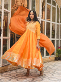 Yellow & Orange Gota Work Anarkali Suit Set