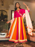 Multicolor Chanderi Anarkali Style Suit With Gota Work