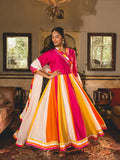 Multicolor Chanderi Anarkali Style Suit With Gota Work