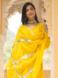 Yellow Muslin Silk Anarkali Suit With Gota Work Dupatta