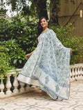 White Hand Block Printed Gota Work Anarkali Suit