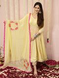 Cream Organza Satin Anarkali Suit Set