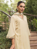 Beige Color Crepe Suit Set In A Line Pattern