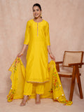 Lime Yellow Gota Work Chanderi Suit Set