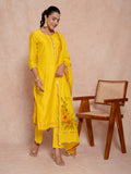 Lime Yellow Gota Work Chanderi Suit Set