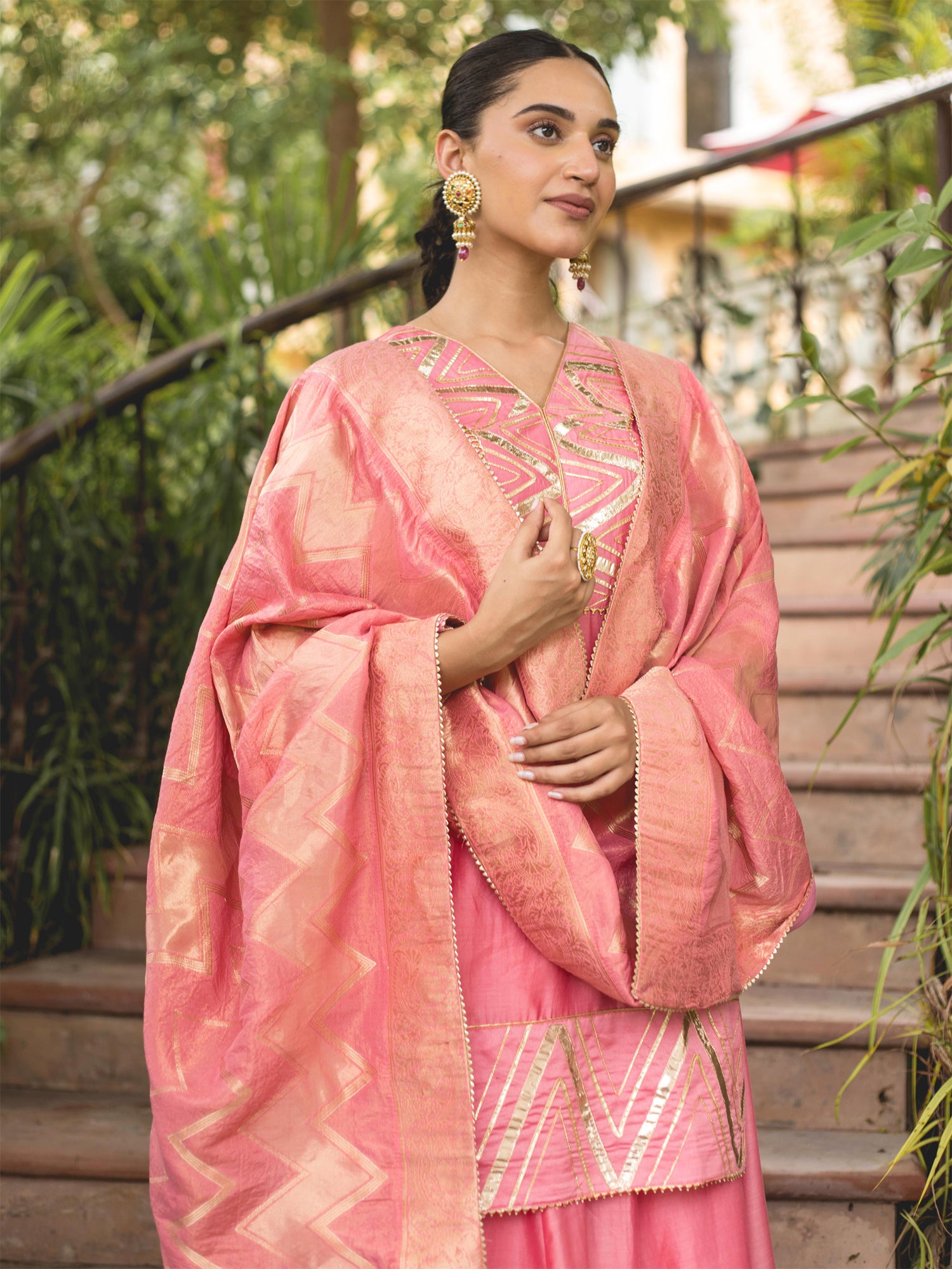 Pink Chanderi Sharara Suit Set