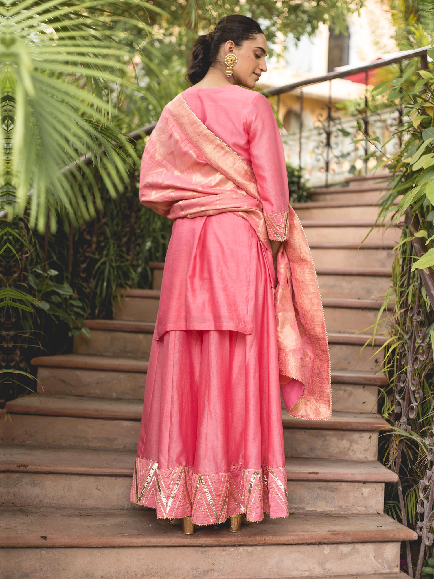 Pink Chanderi Sharara Suit Set