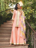 Peach Chanderi Sharara Suit Set