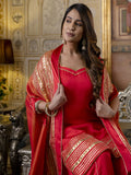 Red Cape Style Sharara Suit With Gota Work