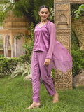 Purple Satin Silk Co-Ord Set With Shrug