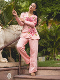 Rose Pink Handpainted Co-Ord Set In Linen