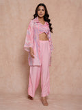 Pink Crop Top Style Marble Print Co-ord Set