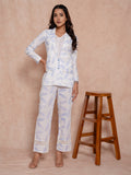 White Block Print Cotton Co-Ord Set