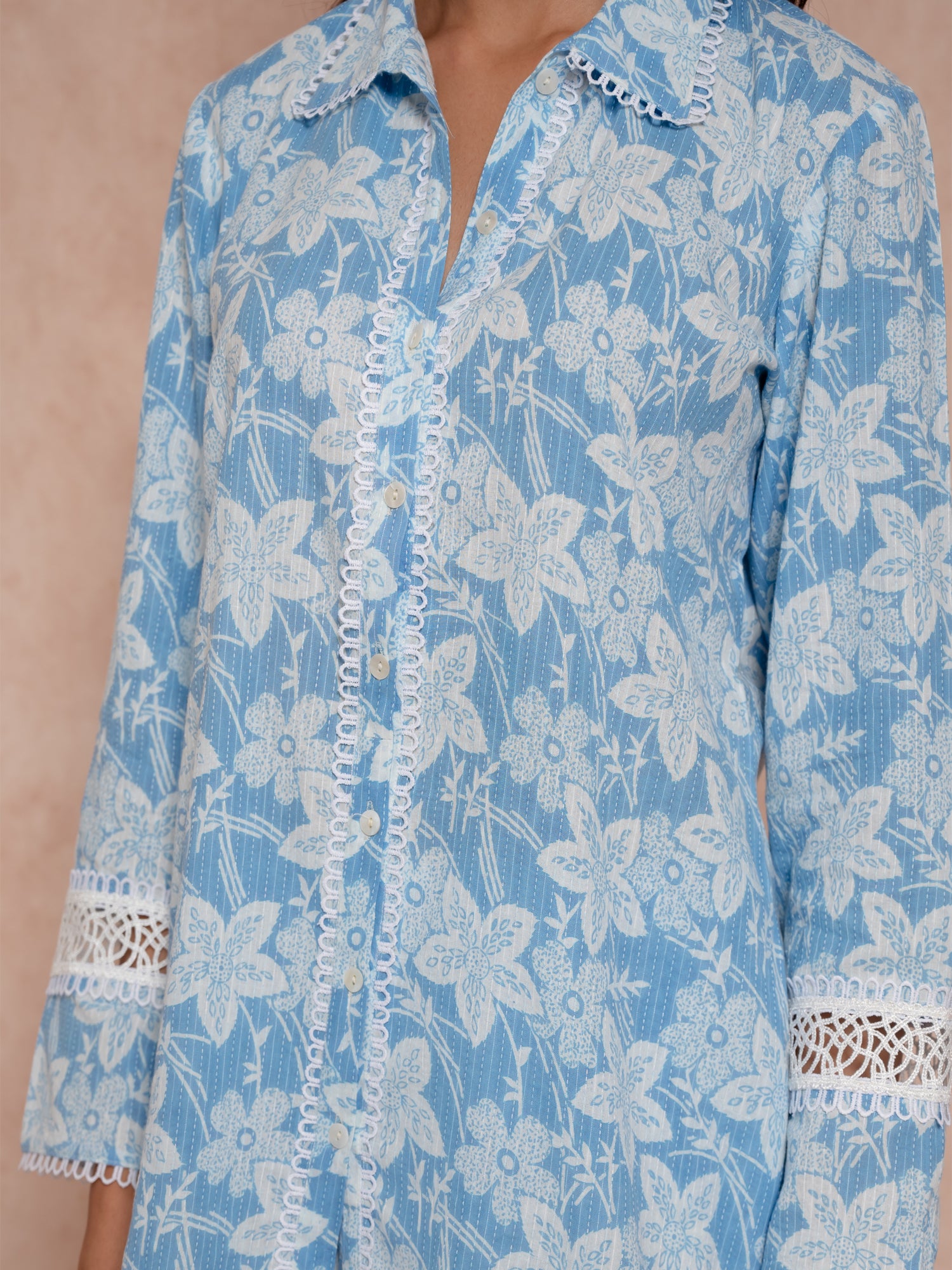 Blue Hand Block Printed Cotton Co-Ord Set