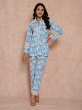 Blue Hand Block Printed Cotton Co-Ord Set